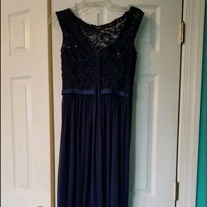 Long navy floral halter dress